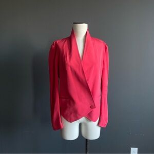 Rebecca Minkoff Silk Wrap Blazer Pink Asymmetric Button Tuxedo Jacket Barbiecore